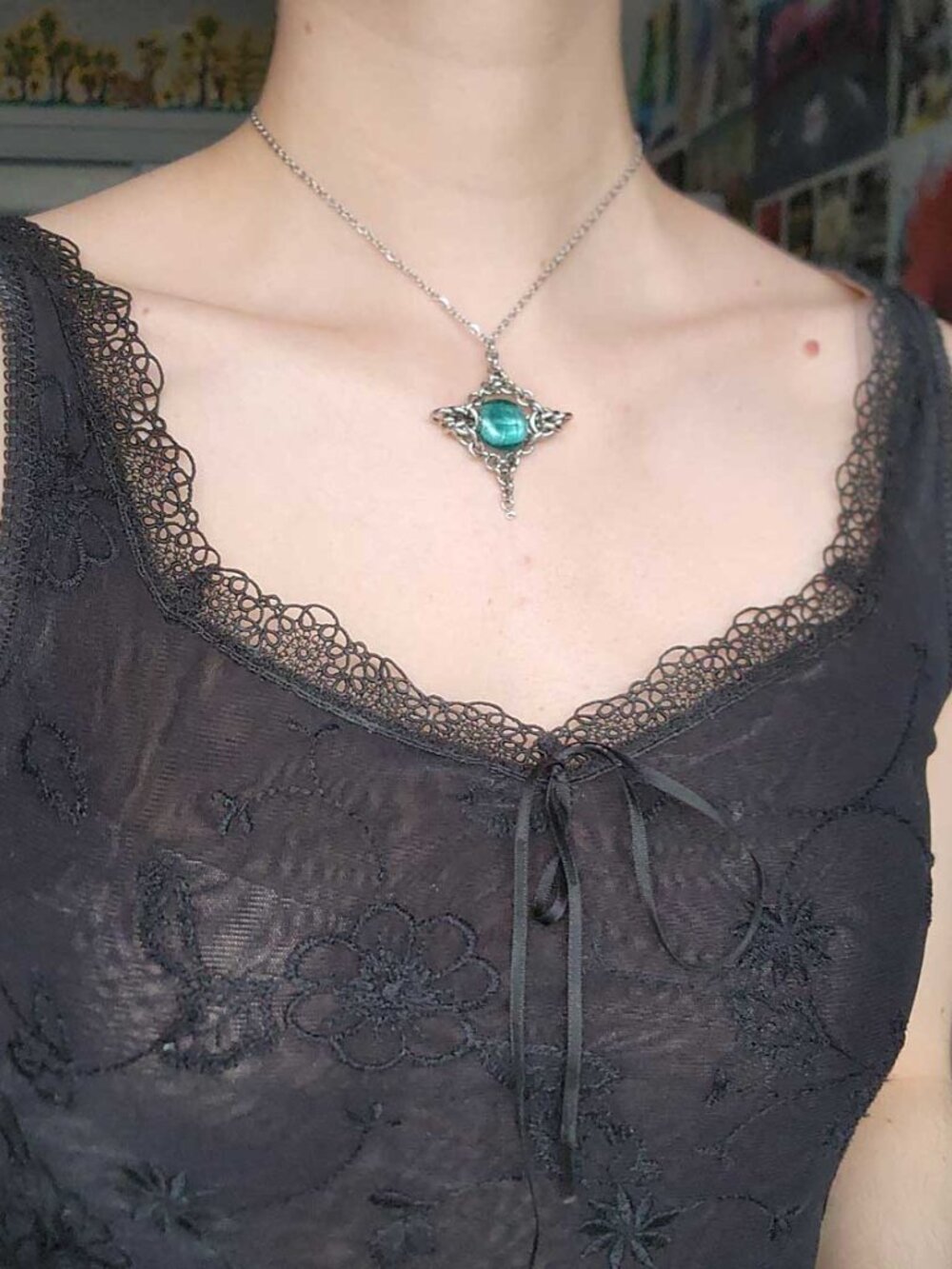 Aqua and silver star statement necklace - Picture 2 of 9